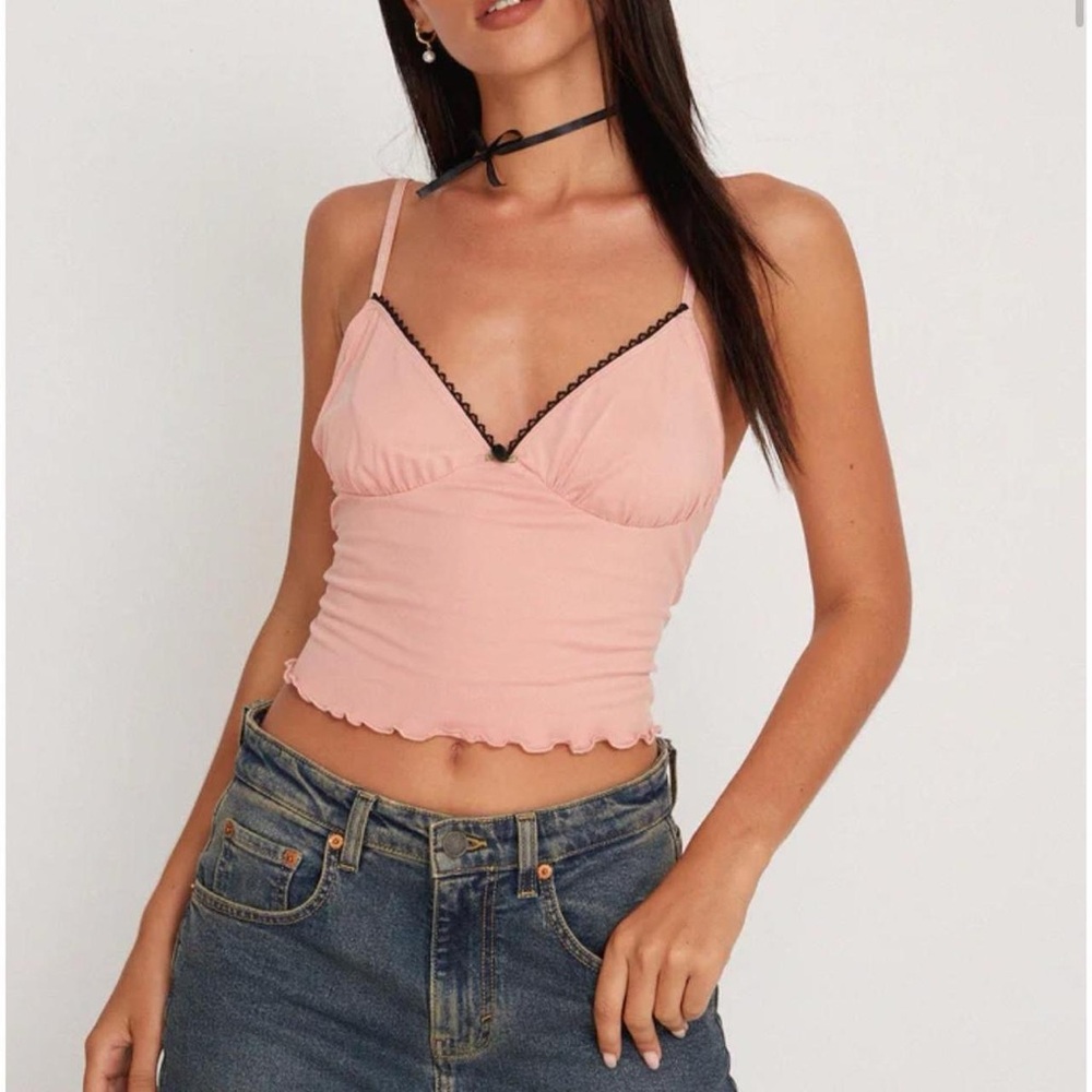 Motel Pink Tank Top with Black Trim